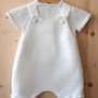Completo Battesimo neonato/bambino - salopette lino e maglietta cotone bianco - Enea