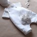 Completo Battesimo neonato/bambino - salopette lino e maglietta cotone bianco - Enea