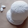 Cappellino con visiera per Battesimo neonato/bambino in cotone bianco - Enea