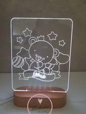 Lampada luce led orsetto con base vari colori idea regalo bomboniera personalizzabile bomboniera