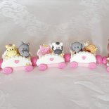 LaVenty Cake Topper Animali Della Giungla/bosco - Set Di Figure Per Torte: Zebra, Giraffa, Ippopotamo, Scoiattolo + 10 Piante - 2