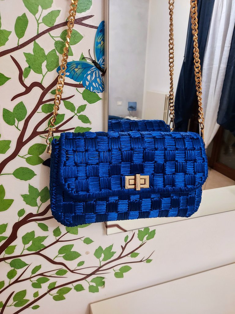 Borsa gapponese con coulsse blu ROTONDA - Komebukuro - Rcamo