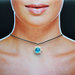 collana cristallo swarovski elements azzurro, collana azzurra, collana semplice, pendente cristallo, ciondolo con cristalli, punto luce