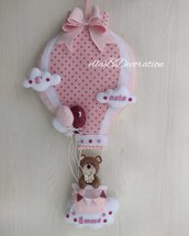Fiocco Teddy pink in mongolfiera