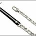 Tracolla per borsa lunga cm.115 - similpelle nera con treccia di lurex argento, catena e moschettoni argento