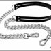 Tracolla per borsa lunga cm. 130 - doppio cuoio fiorentino - colore a scelta, catena e moschettoni argento