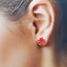 orecchini rossi, orecchini lobo rosso, orecchini con perline, orecchini quadrifoglio, orecchini piccoli, orecchini anne