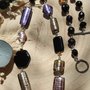 Collana Perle di Boemia nere e perle di vetro foglia argento 