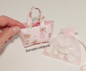 mini borsa bomboniera / porta confetti in stoffa con nastrino