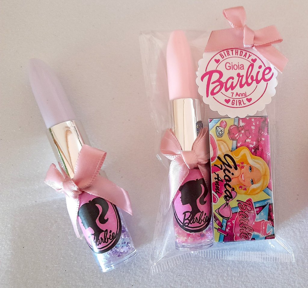 Penne rossetto glitter Regalini gadget personalizzati festa compleanno  Fashion Barbie Kene