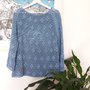 Maglione donna in cotone all'uncinetto, maglione estivo fatto a mano, maglione celeste in cotone, maglione donna traforato, maglia uncinetto