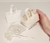 mini borsa bomboniera / porta confetti bianco / avorio per cerimonia