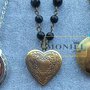 Cuore con cristalli, collana locket porta foto