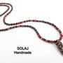 Collana Uomo in Legno con bronzo ciondolo tribale [80 cm] - MWN02