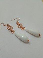 Orecchini in rame stile antico con perle vere