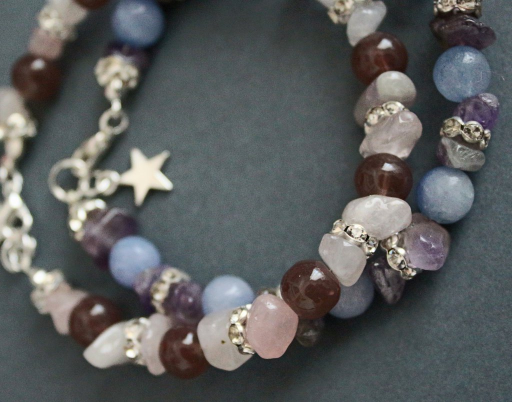 Coppia Braccialetti Uomo E Donna In Pietra Naturale Viola Opaco – Perlina 8mm, A Cuore, Con Magnete E Chiusura Elastica, Gioielli Regalo