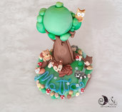 Cake topper albero animali del bosco personalizzabile