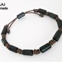 Bracciale Uomo in Cuoio bronzo e Legno nero - MLB04