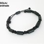 Bracciale Uomo in Cuoio nero e Legno nero - MLB03