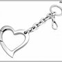 Portachiavi con catena e moschettone ciondolo cuore, cm.15 - colore argento.