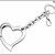 Portachiavi con catena e moschettone ciondolo cuore, cm.15 - colore argento.