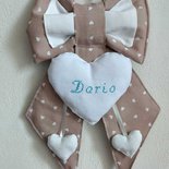 Fiocco Nascita Artigianale A Mano Micocca Baby - Forma Fiocco Azzurro O Rosa, 60x25 Cm