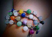 Bracciale Multicolore perle ed uncinetto 
