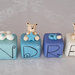 Cubi nome decorazione cameretta bambini orsetti in scala di blu 6 lettere 6 cubi