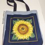 Borsa grande - tote bag "girasole" con chiusura bottone a pressione