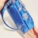 Borsetta blu stoffa brillante con fiori in lamet, cerniera e tracollina
