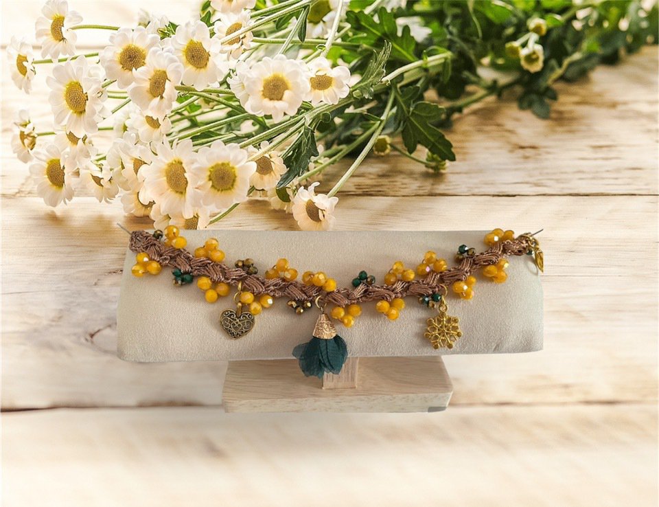 Bracciale Donna Estensibile Fatto A Mano Con Cristalli Colorati E Perle D'Acqua Dolce | Placcato Oro 18k