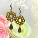 Orecchini pendenti  Le Ghirlandine con perle di vetro bicono e perla viola melanzana