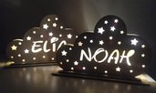 nuvoletta legno regalo bimba bimbo handmade luce notturna laser decorazione casa home decor nuvola personalizzata