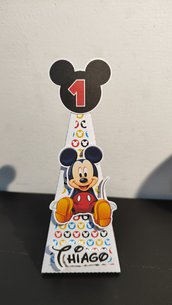 Scatolina topolino triangolo piramide confetti bigliettino segnaposto primo compleanno Mickey mouse 