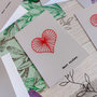 Cotton Heart Card | Biglietti d'auguri con cuore in cotone rosso