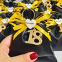  BOMBONIERA COMPLEANNO 18 ANNI PORTACHIAVI NUMERO 18 LEGNO GLITTER ORO SEGNAPOSTO PERSONALIZZABILE SACCHETTO NERO 