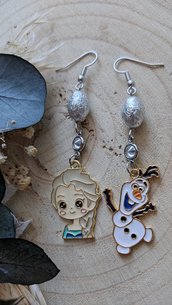 Orecchini elsa e Olaf Frozen ❄️con perle di Boemia argentate 