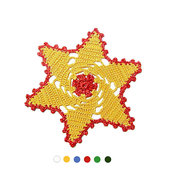 Sottobicchiere di Natale stella gialla e rossa ad uncinetto 15.5 cm - 4 PEZZI - 25NTL
