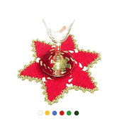 Sottobicchiere di Natale stella rossa e oro ad uncinetto 15.5 cm - 4 PEZZI - 25NTL