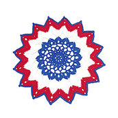 Centrino blu bianco e rosso ad uncinetto in cotone 21 cm - 2NDP