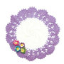 Centrino bianco e lilla con fiori ad uncinetto in cotone 30 cm - 14CN