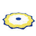 Centrino bianco giallo e blu rotondo ad uncinetto in cotone 23 cm - 15CN