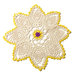 Centrino beige giallo e violetto rotondo ad uncinetto in cotone 26 cm - 48CN
