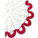 Centrino bianco e rosso ad uncinetto in cotone 21.5 cm - 53CN