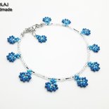 M2 - Bracciale/Cavigliera campanula in Argento, azzurro e turchese opaco - WBB41