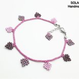 M2 - Bracciale/Cavigliera Cuore in  Orchidea, malva talpa e lavanda porpora - WBB40