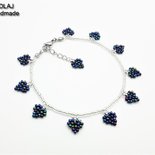 M2 - Bracciale/Cavigliera Cuore in argento e Blu metallico - WBB34