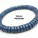 Bracciale uomo elasticizzato in Legno naturale heishi colore Blu denim - MWB06