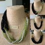 Collana Verde e Nera in Peridoto (Olivina) con Perle Chicco di riso