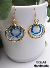 Orecchini pendente in Alluminio Diamantata Oro, blu e celeste - WAE04